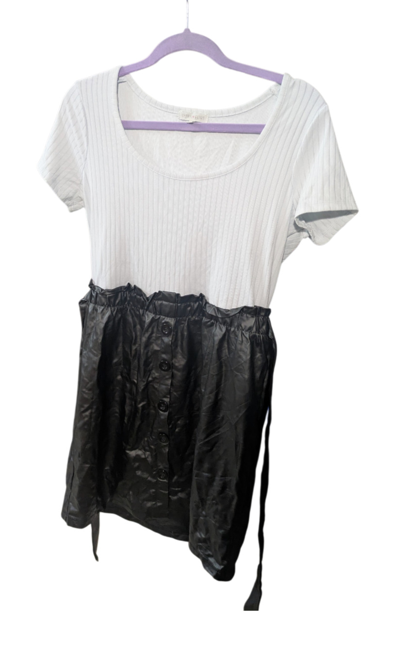Ultra Flirt Faux Leather Skirt Romper Shirt in Women's Size Small